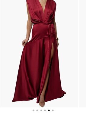 JLUXLABEL Crafted from smooth satin fabric, this glowy maxi dress drapes effor